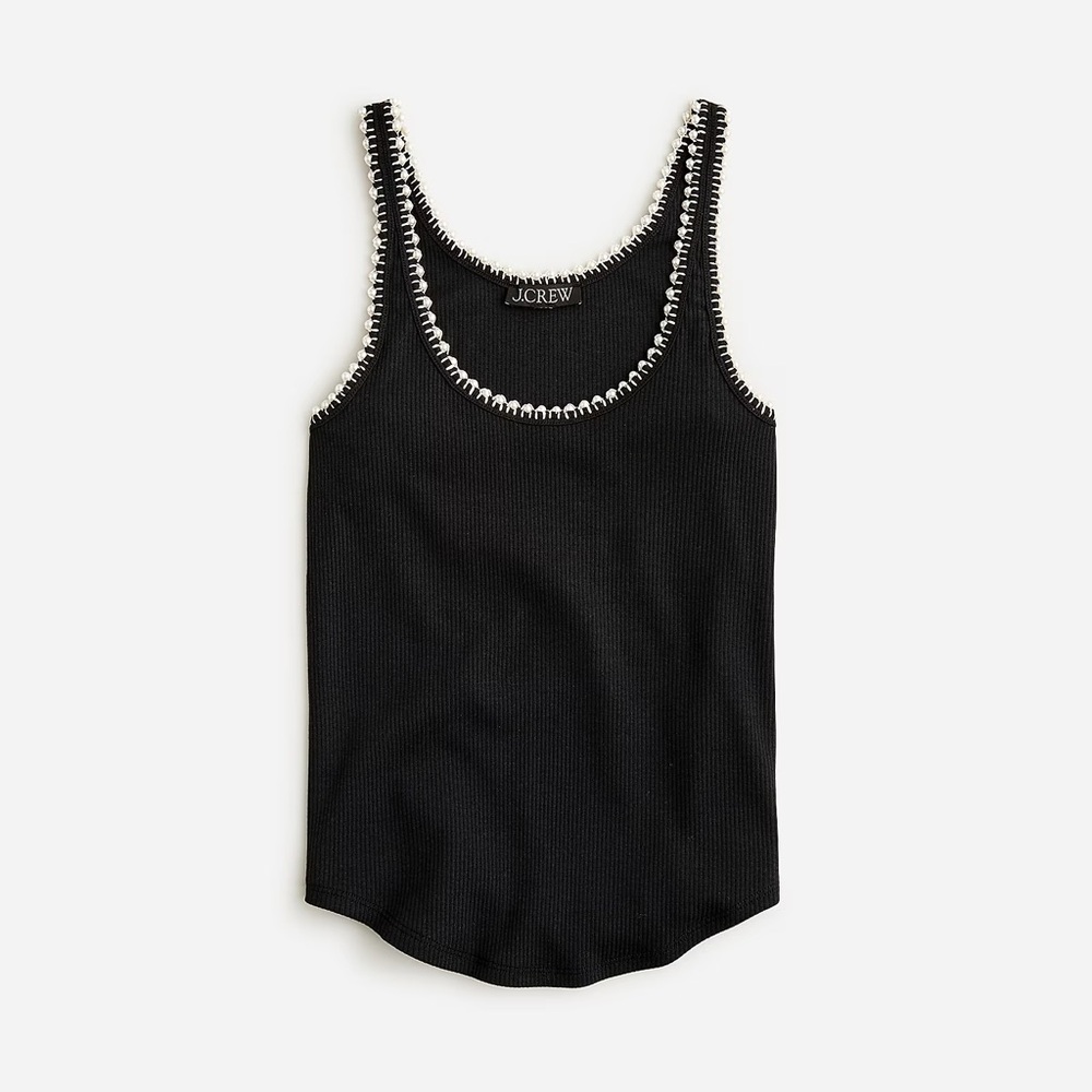 J. Crew Vintage rib pearl-trim tank top